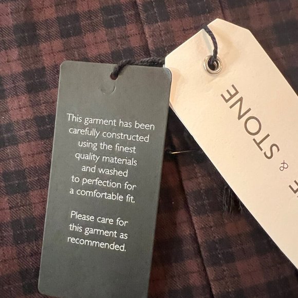 NWT MEN'S SLATE AND STONE LONG SLEEVE BUTTON DOWN LUCAS SHIRT S BROWN PLAID - Picture 5 of 9